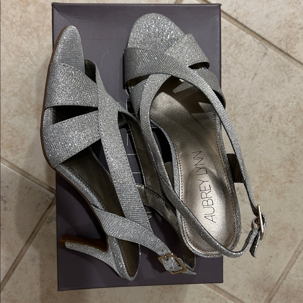 Aubrey Lynn Silver Glitter Heels